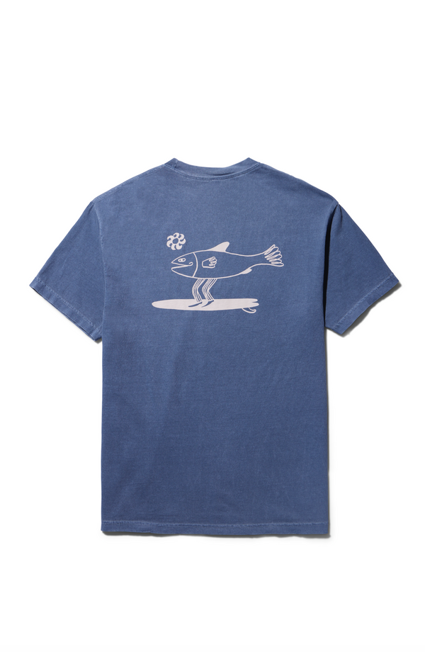 T Shirt - Fishman Surf - Washed Blue/ Cream