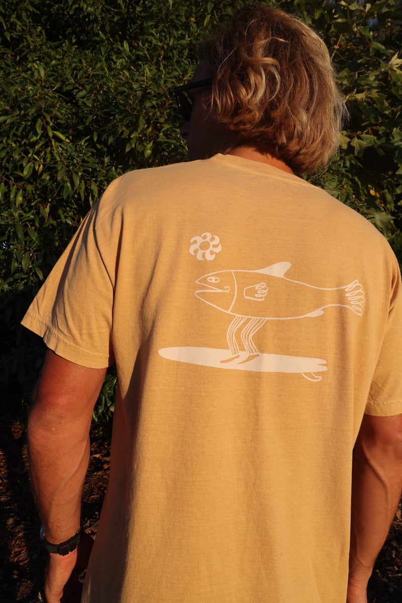 T Shirt - Fishman Surf - Mustard / Cream