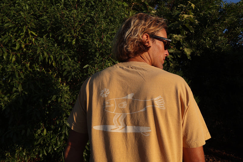 T Shirt - Fishman Surf - Mustard / Cream