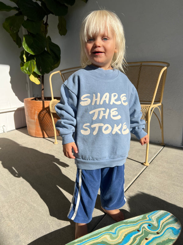 PVW Kids Sweatshirt - Share the Stoke- Message - Faded Blue