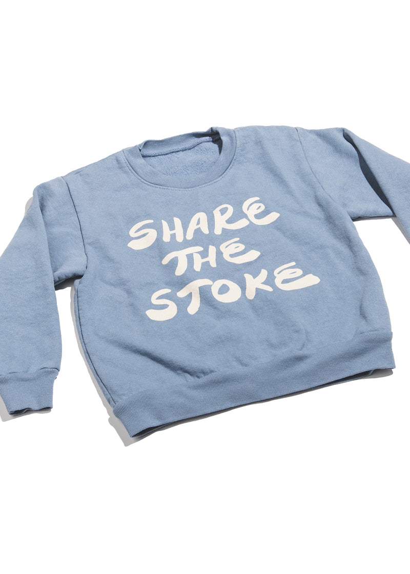 PVW Kids Sweatshirt - Share the Stoke- Message - Faded Blue