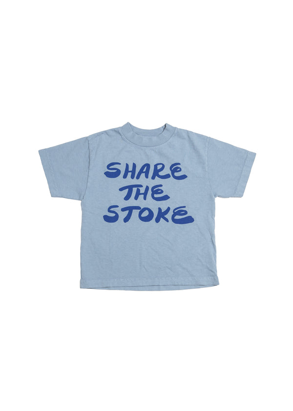 PVW Kids T Shirt - Share the Stoke- Message - Faded Blue