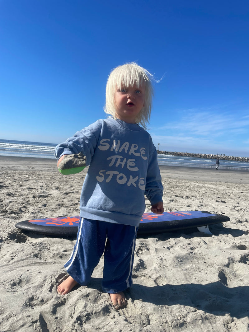 PVW Kids Sweatshirt - Share the Stoke- Message - Faded Blue