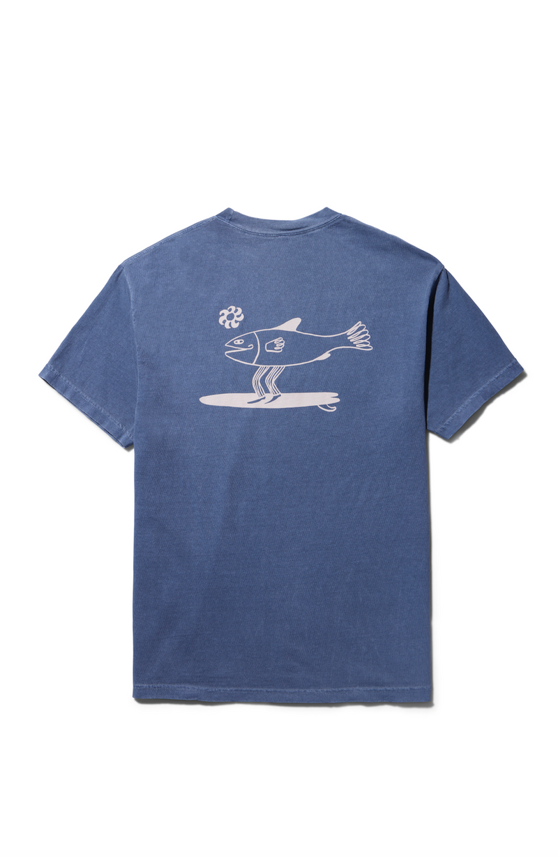 T Shirt - Fishman Surf - Washed Blue/ Cream