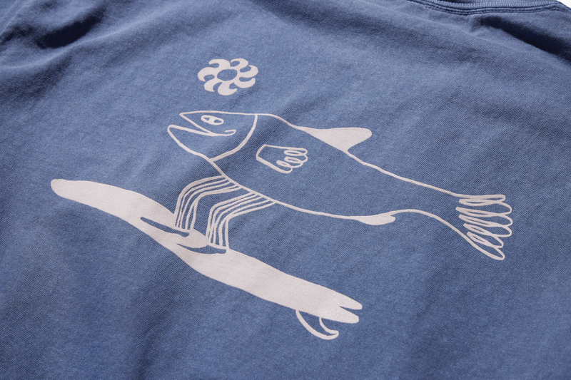 T Shirt - Fishman Surf - Washed Blue/ Cream